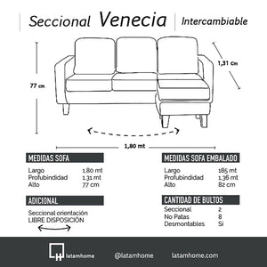 Sofá Seccional Venecia Intercambiable