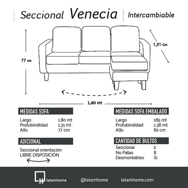 Sofá Seccional Venecia Intercambiable