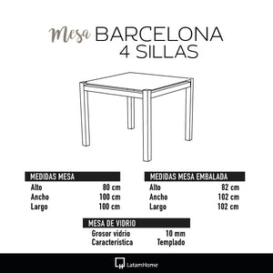 Mesa Comedor Barcelona - 100x100 cm