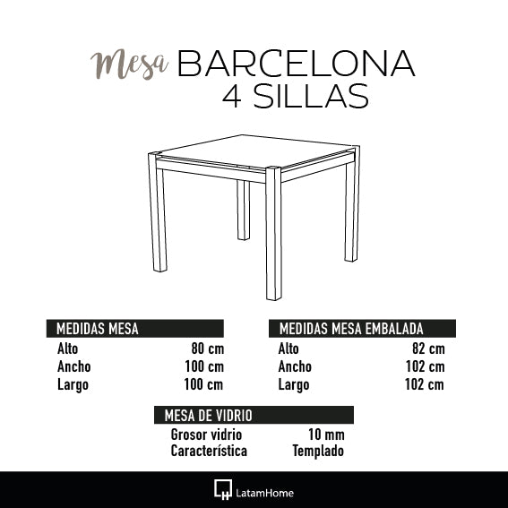 Mesa Comedor Barcelona - 100x100 cm