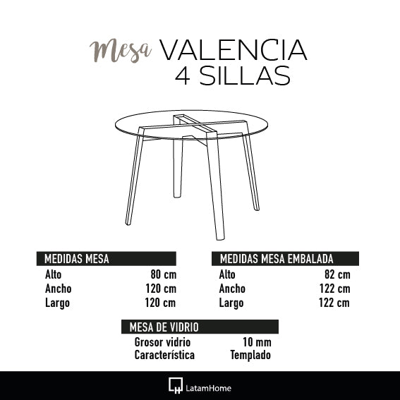 Mesa Comedor Valencia - 120x120 cm