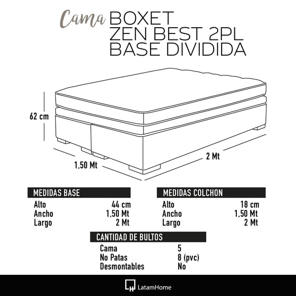 Cama Boxet Base Dividida - 2 Plazas