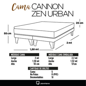 Cama Europea Zen Cannon Urban - 2 plazas