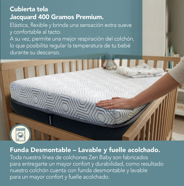 Colchon Cuna Antireflujo Zen Top Baby Con Funda 70X100X15 Cm